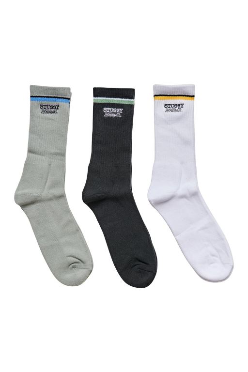 Stussy Mens Worldwide 3PK Socks Brown - GNYSB8015